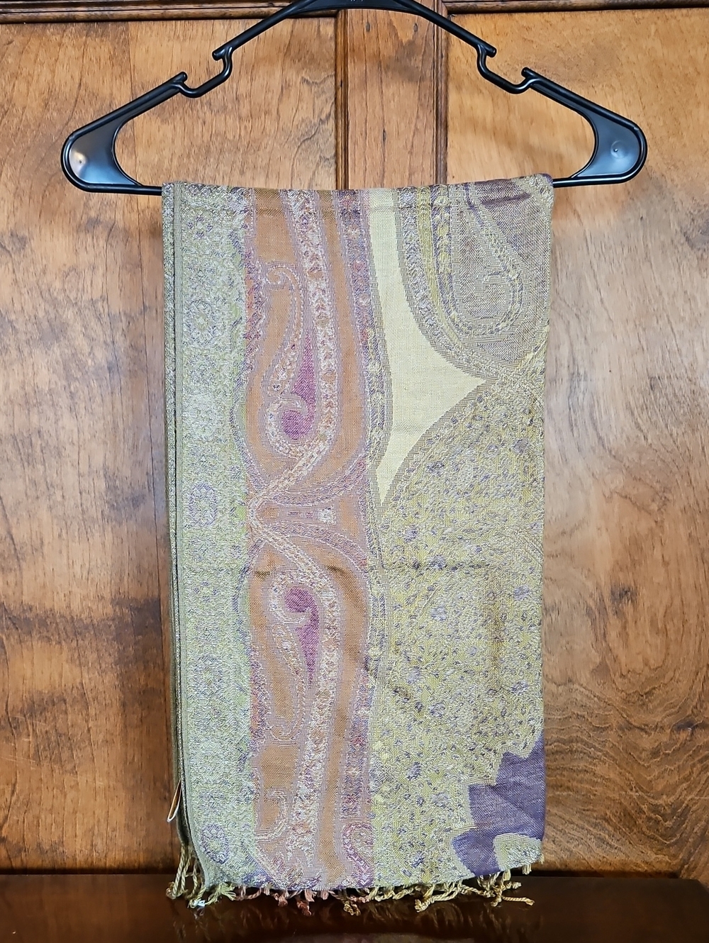 Collection XIIX Paisley Fringe Scarf in Green and Purple
